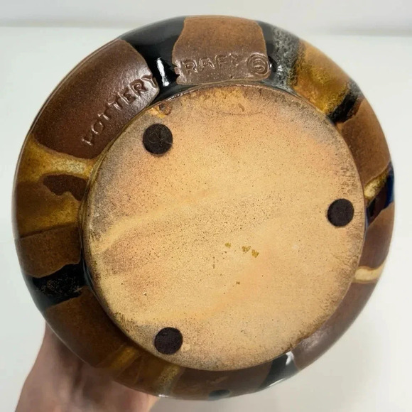 Pottery Craft USA Vintage Stoneware Earth Sand Tones Handmade Vase - Picture 7 of 10